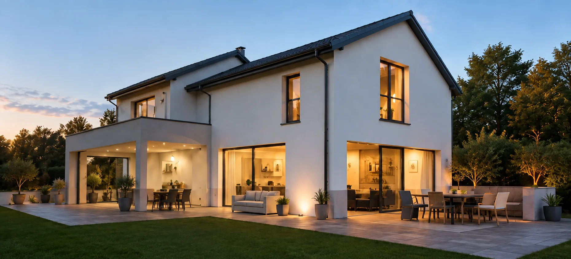 Illustration de présentation d’une maison individuelle contemporaine